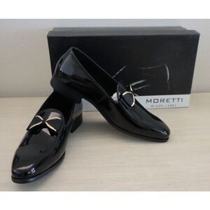 Moretti Black Label M31720 Men Sz 8 Black Patent Leather Dylan Dress Shoes